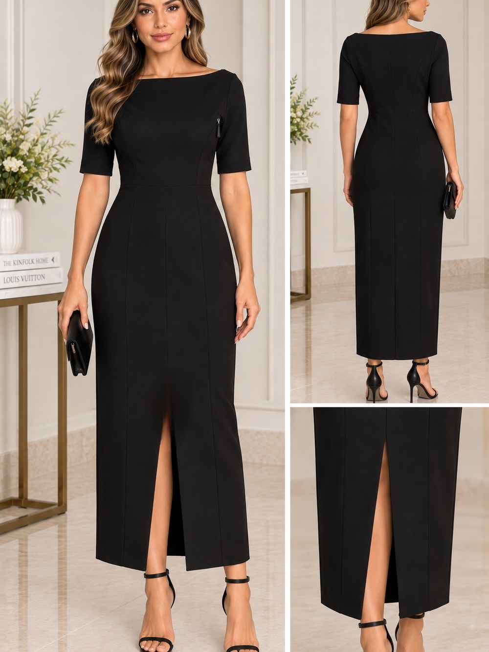 Zars Elegant Black Midi/Maxi Dress - Classic Boatneck